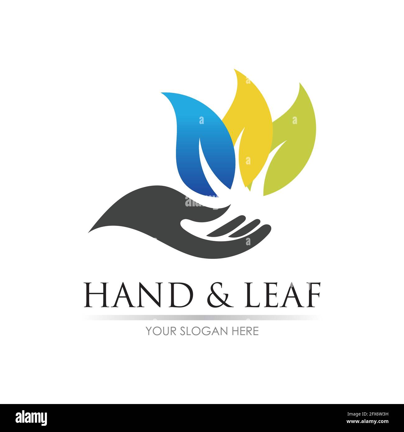 hand and leaf logo vector illustration design template Stock Vector ...