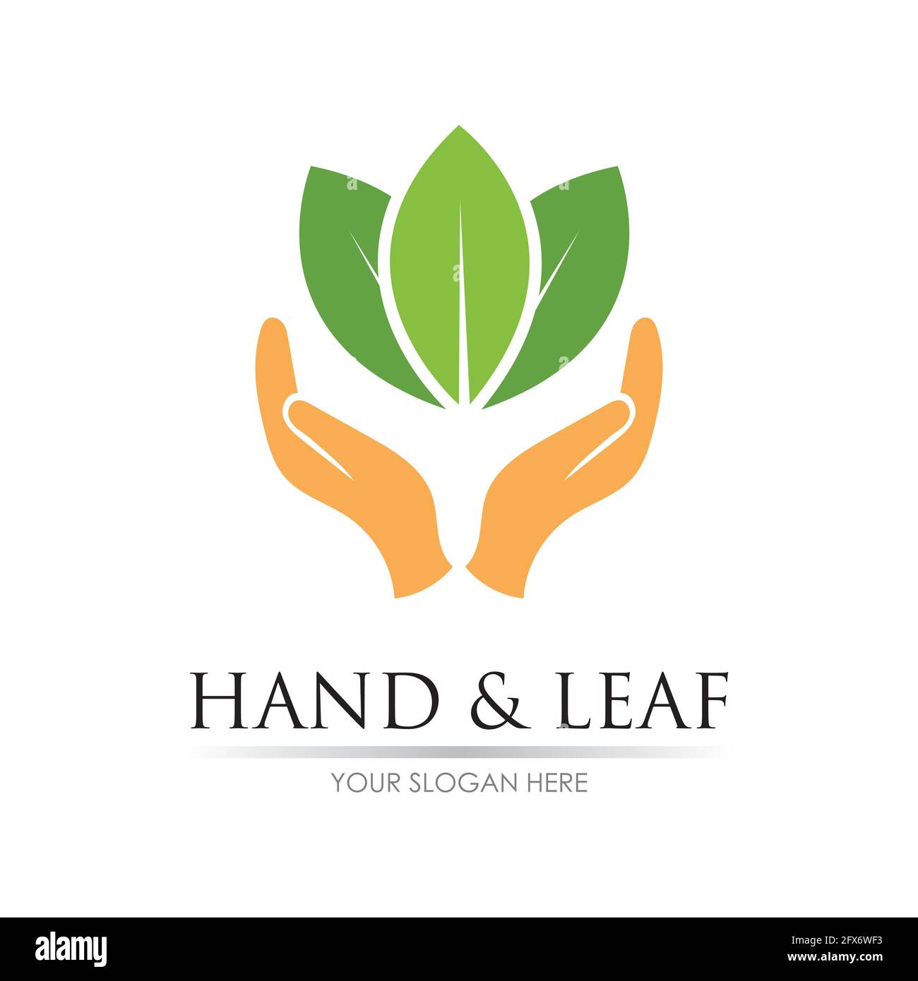hand and leaf logo vector illustration design template Stock Vector