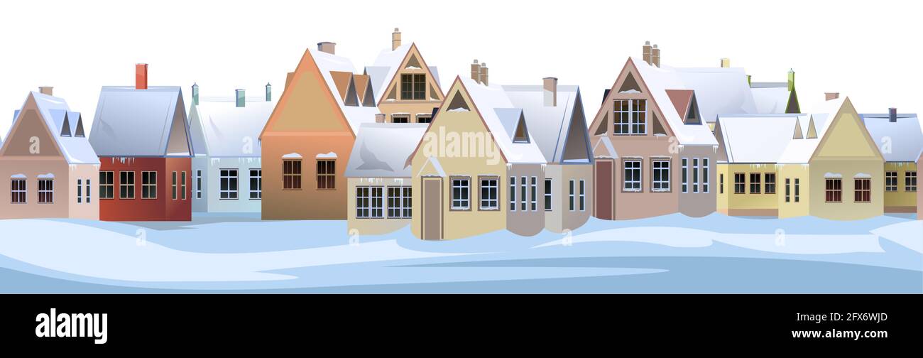 Snow covered traditional architecture Stock Vector Images - Alamy