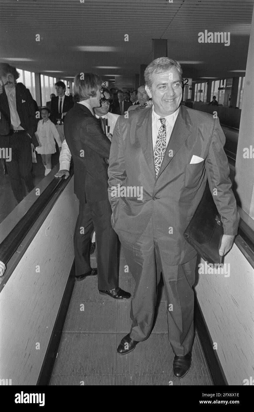 Actors Raymond Burr and ex-Tarzan Johnny Weismuller (USA) arrive at Schiphol Airport; full-length Burr at right, June 24, 1970, ACTORS, actors, The Netherlands, 20th century press agency photo, news to remember, documentary, historic photography 1945-1990, visual stories, human history of the Twentieth Century, capturing moments in time Stock Photo