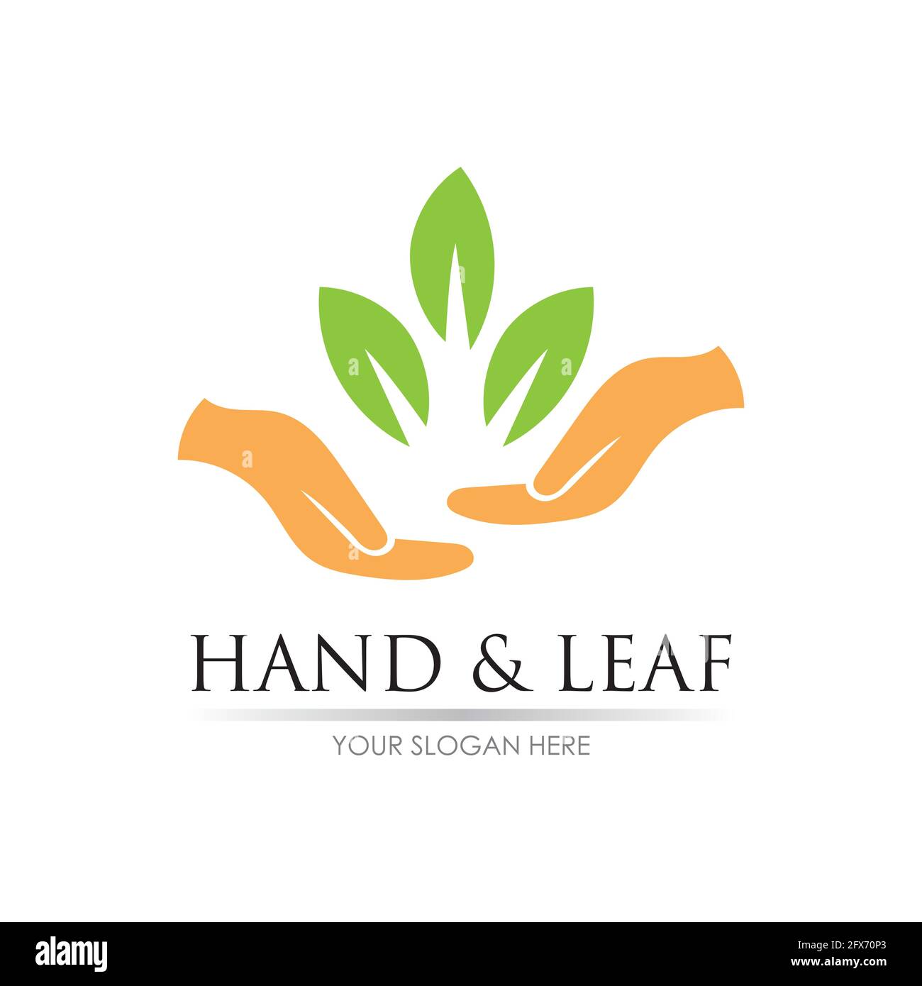 hand and leaf logo vector illustration design template Stock Vector
