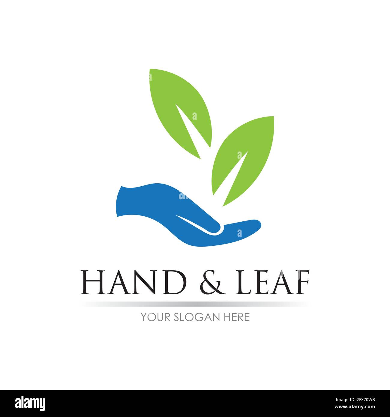 hand and leaf logo vector illustration design template Stock Vector