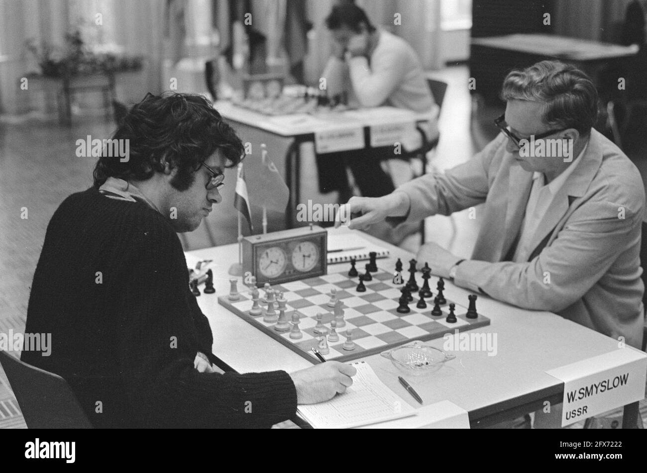 IBM chess tournament, No. 4A Ree v Smyslov (right), No. 2A Jan Timman, July 28, 1971, Chess, The Netherlands, 20th century press agency photo, news to remember, documentary, historic photography 1945-1990, visual stories, human history of the Twentieth Century, capturing moments in time Stock Photo