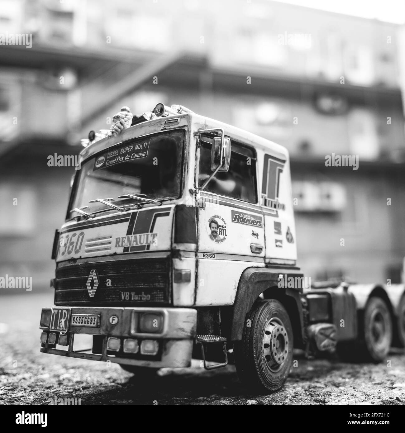 italeri truck 1/24 Renault R360 Turbo with heavy weathering realistic Stock Photo