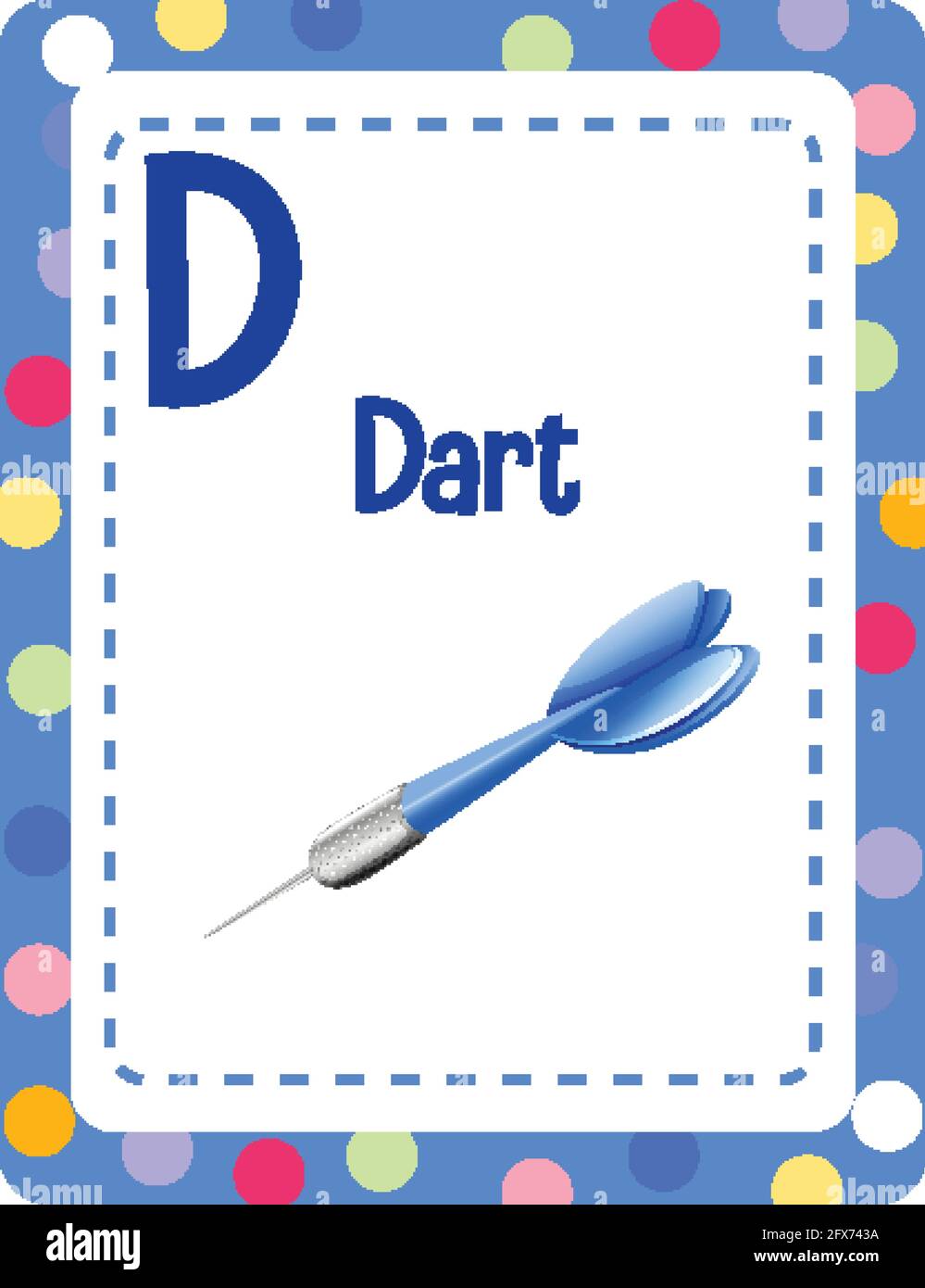 Alphabet flashcard with letter D for Dart illustration Stock Vector ...