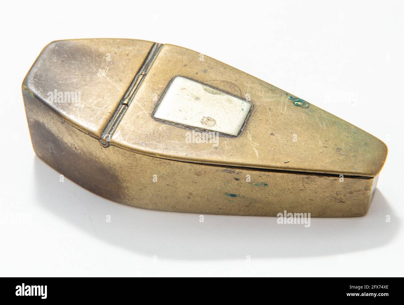 Antique Brass Novelty Snuff Box in the shape of a coffin Stock Photo