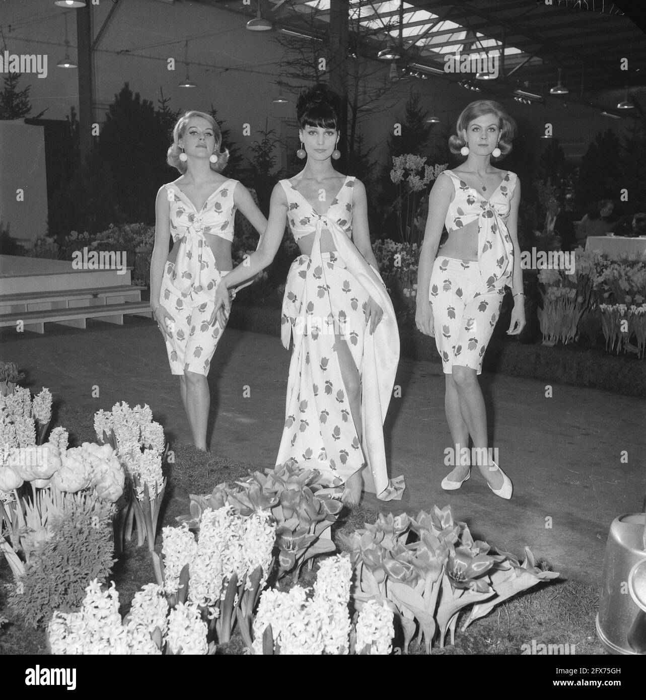Illusion des Fleurs fashion show Bovenkarspel, February 20, 1962, fashion shows, The Netherlands, 20th century press agency photo, news to remember, documentary, historic photography 1945-1990, visual stories, human history of the Twentieth Century, capturing moments in time Stock Photo