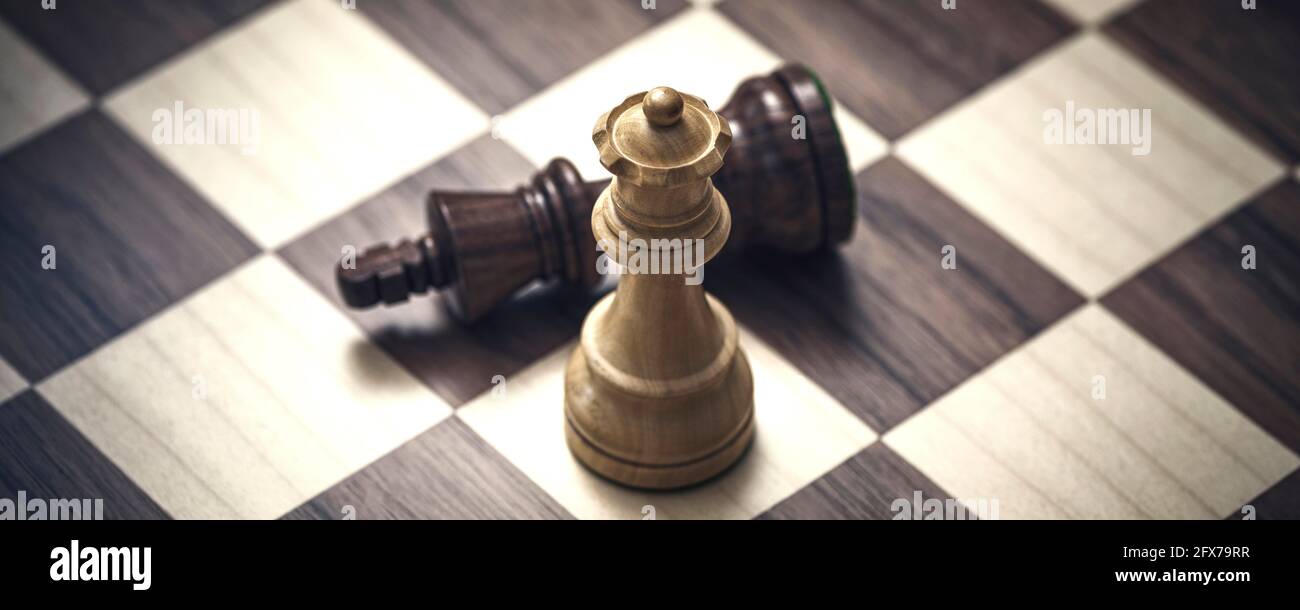 Chess strategy game: the black king is checkmated and defeated Stock ...