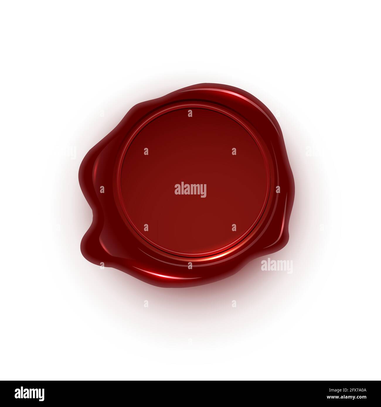 Red wax seal isolated on white background. Vintage postage stamp