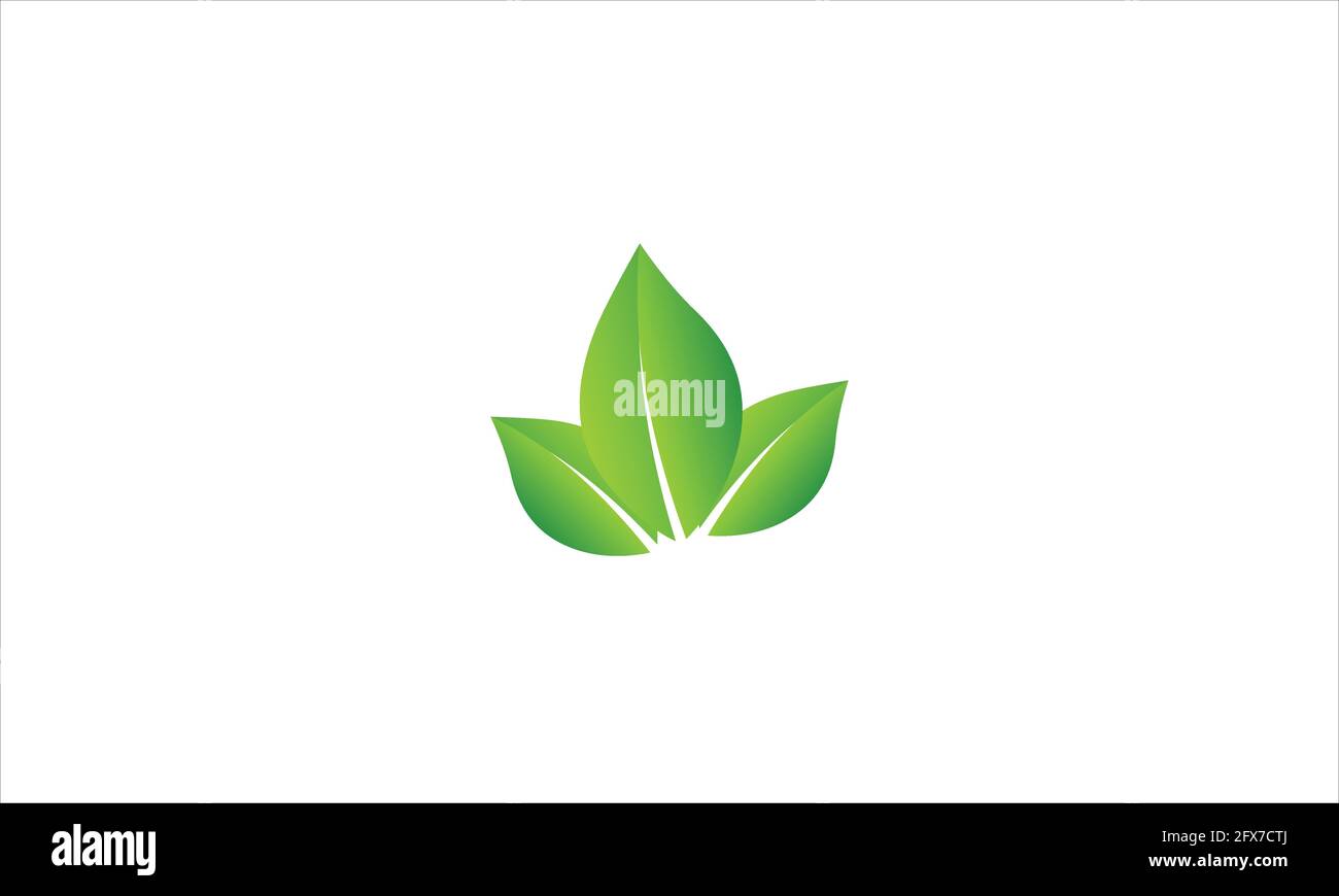 green leaf icon logo in minimal flat design vector illustration Stock Vector
