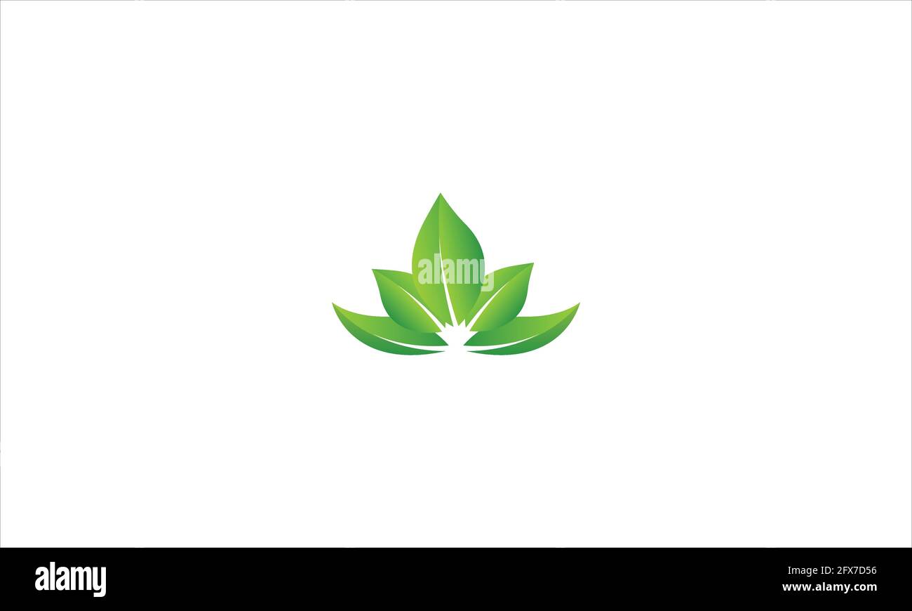 Green Leaves Icon Logo in flat design vector illustration Stock Vector
