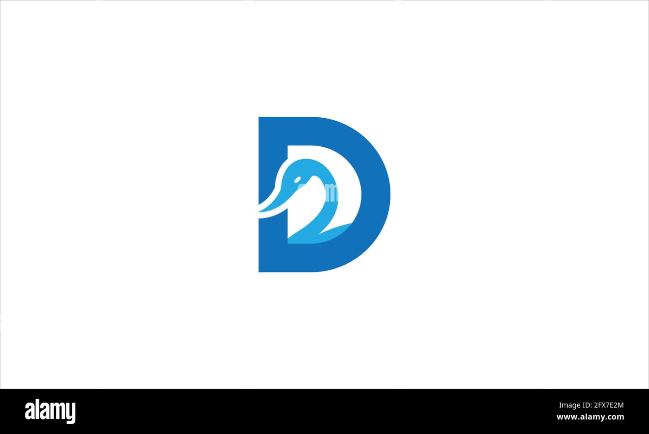 Letter D for duck creative icon logo in flat design vector illustration Stock Vector