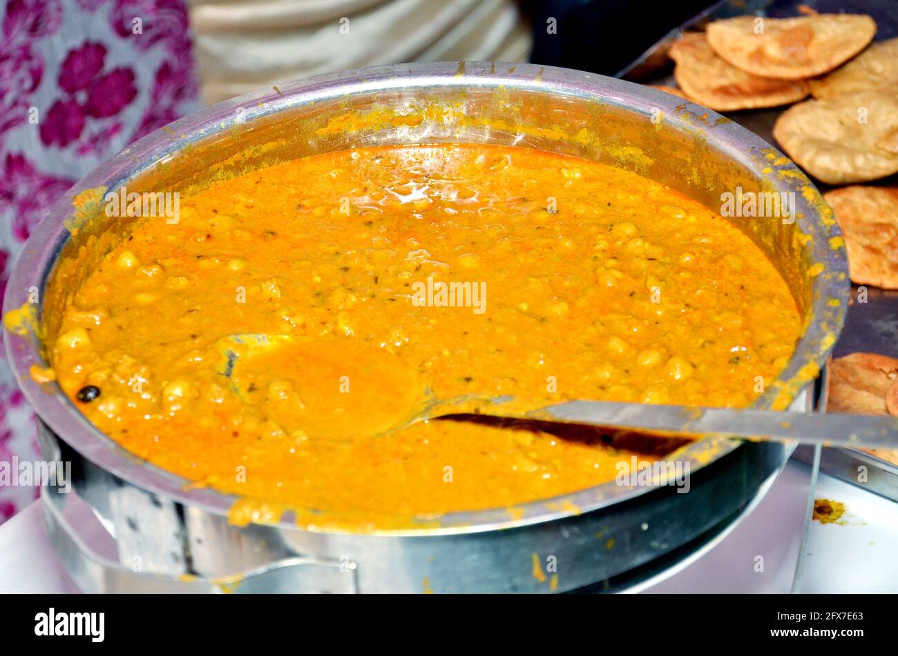 A traditional Indian wedding buffet. Assortment of traditional cuisine at an Asian wedding. Stock Photo