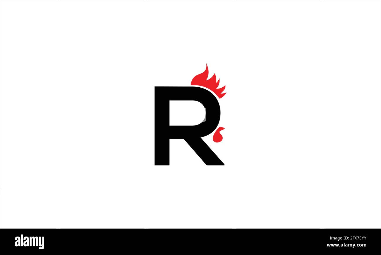Rooster Shape R Typographic icon Logo vector template illustration ...
