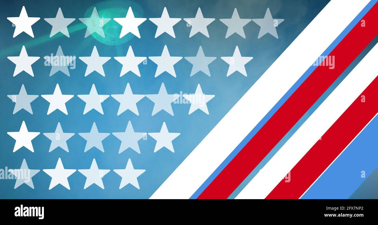 Composition of white stars and white and red stripes of american flag ...