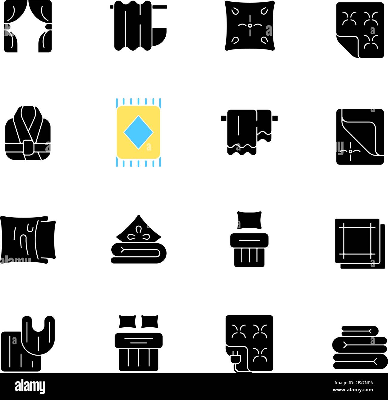 Textile products black glyph icons set on white space Stock Vector ...