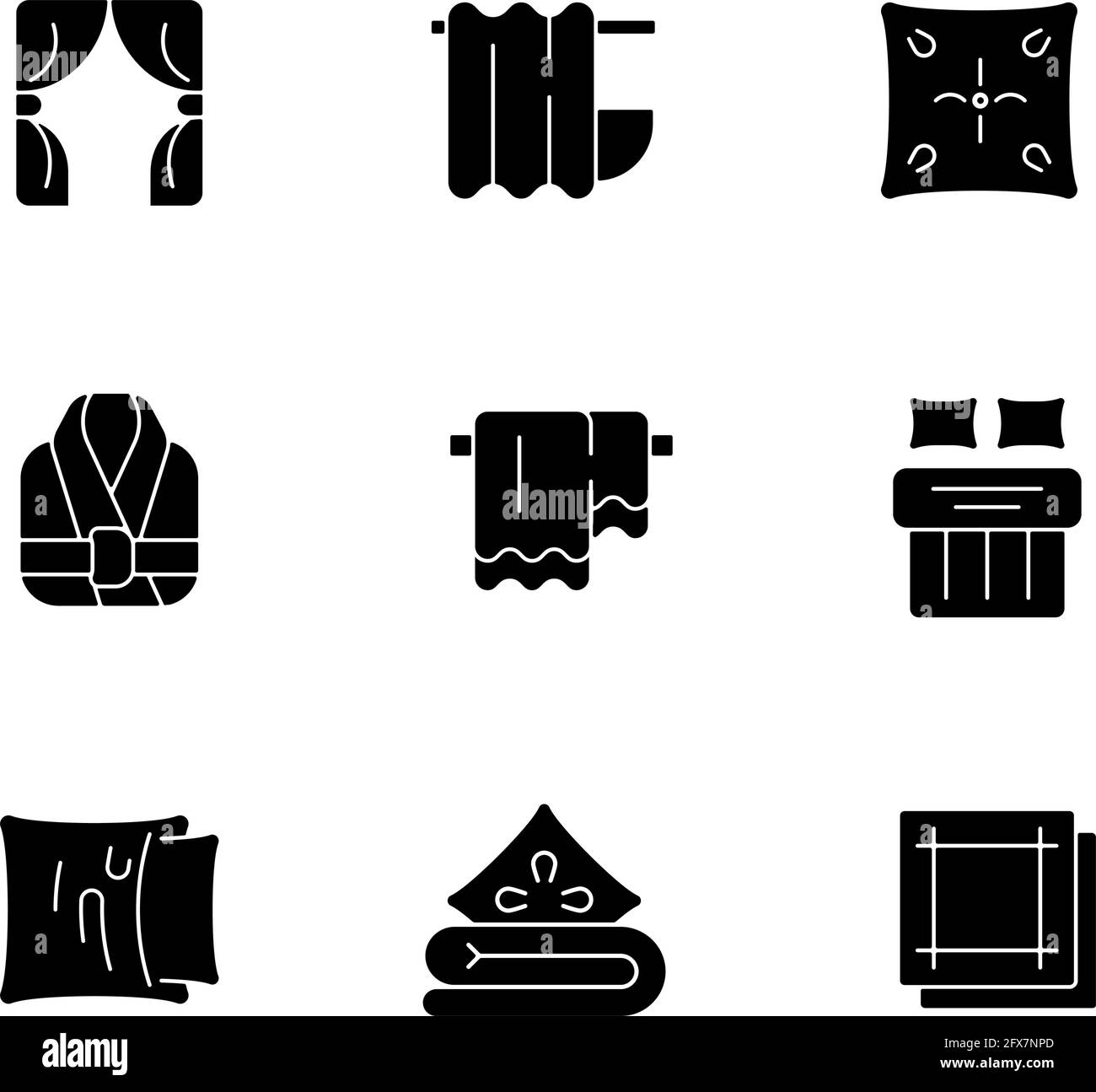 Home textile products black glyph icons set on white space Stock Vector ...