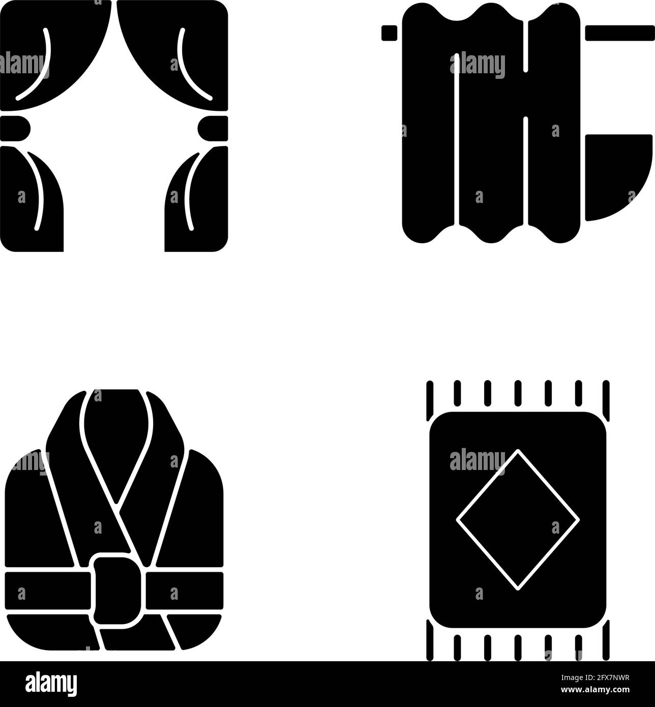 Home textile items black glyph icons set on white space Stock Vector ...