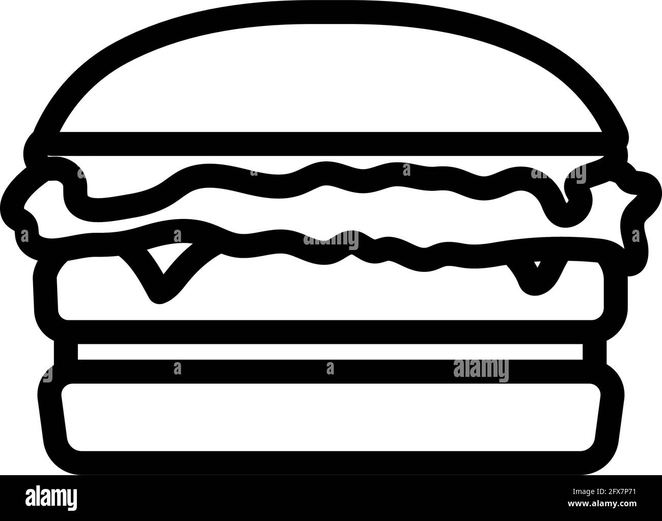 Icon Of Hamburger. Editable Bold Outline Design. Vector Illustration. Stock Vector