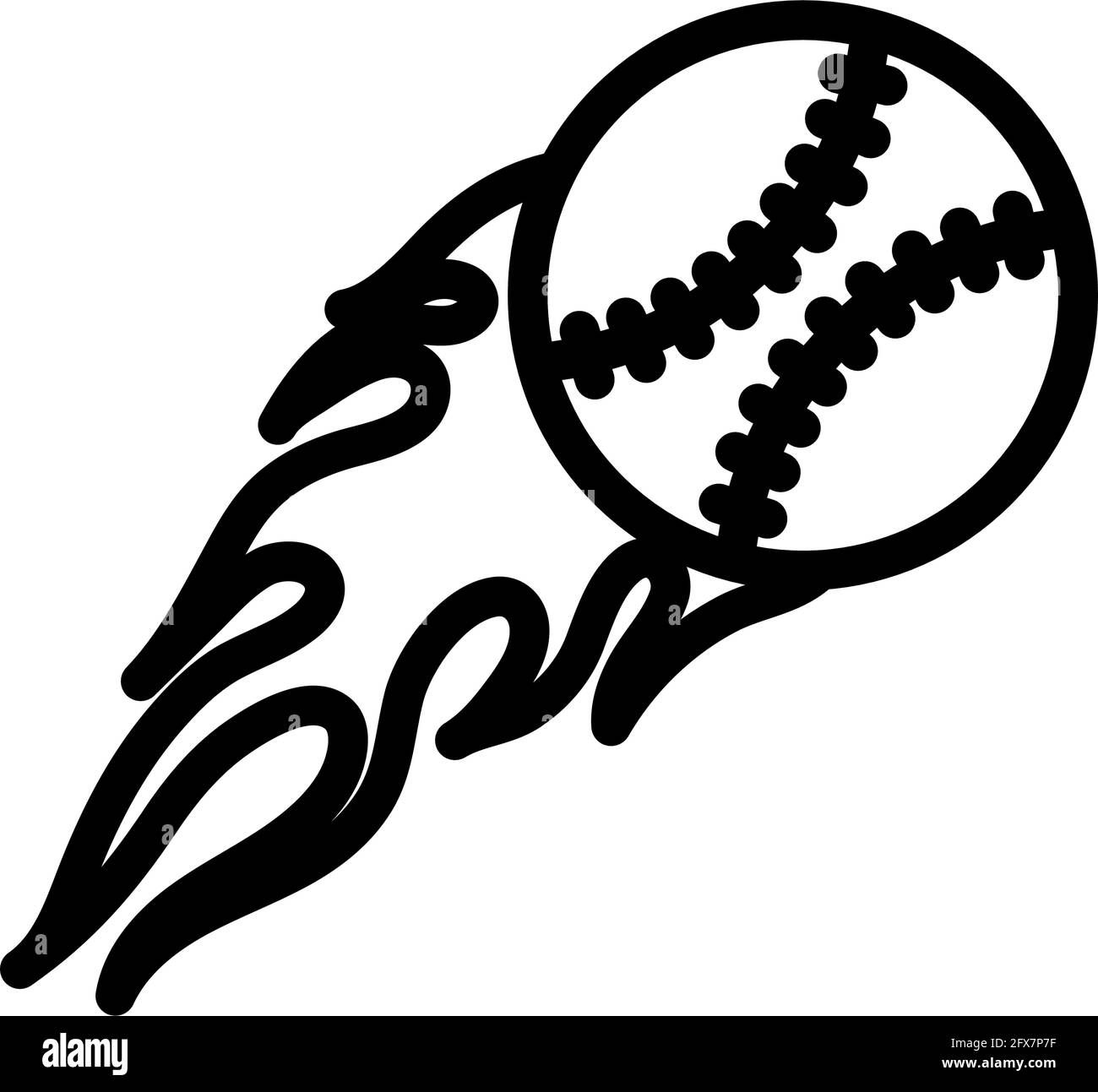 Baseball Fire Ball Icon. Editable Bold Outline Design. Vector Illustration. Stock Vector
