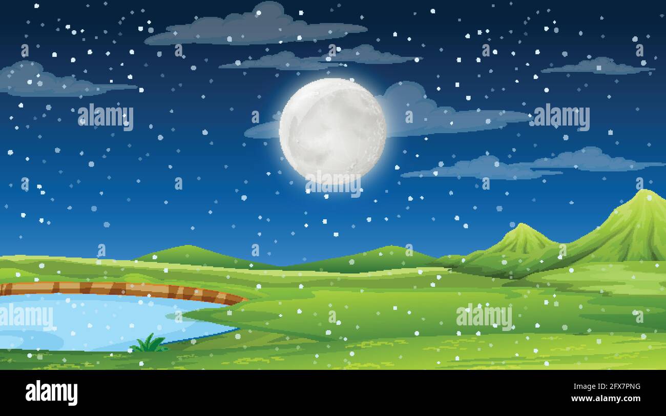 Blank nature landscape at night scene illustration Stock Vector Image ...