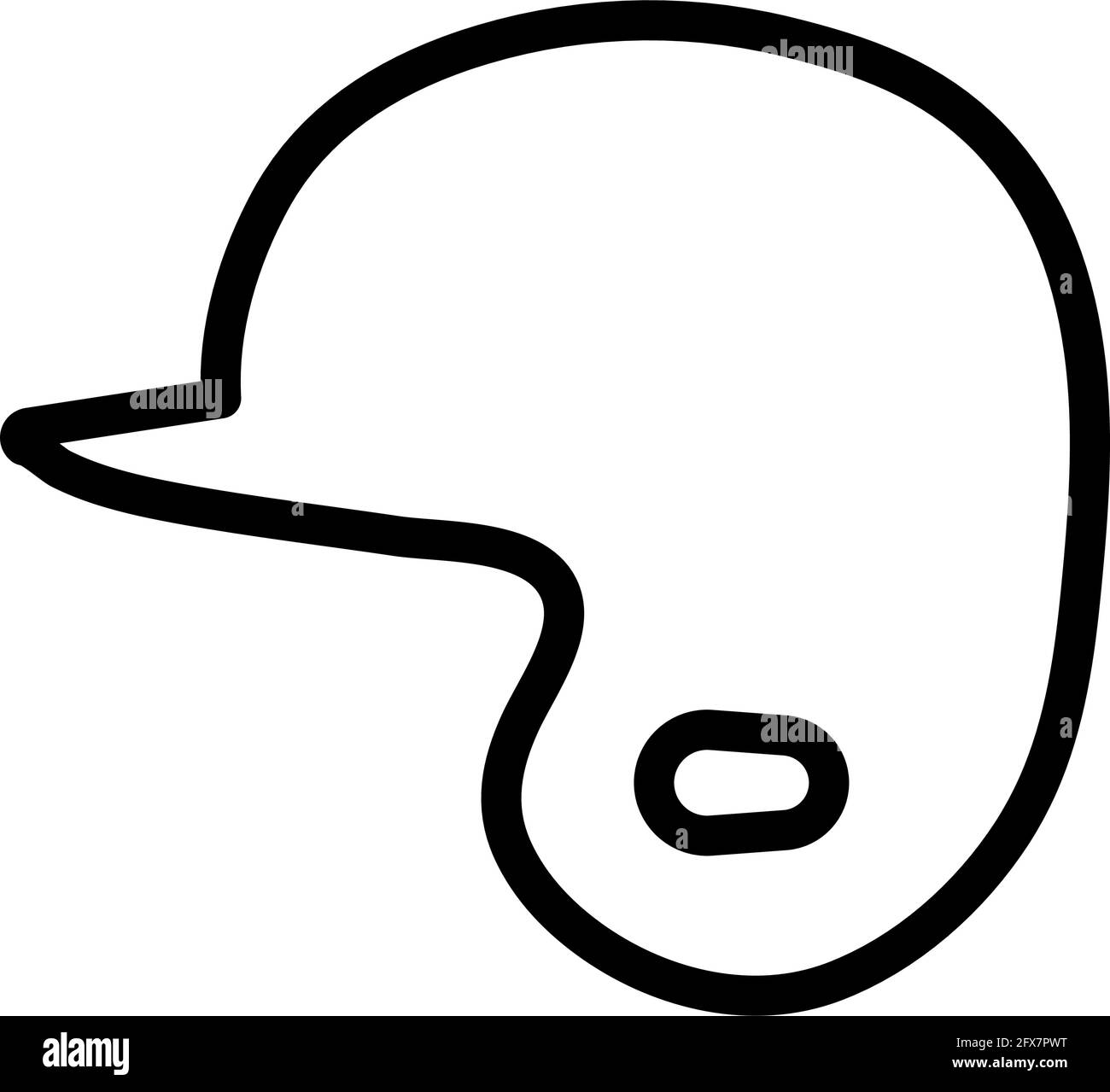 Baseball Helmet Icon. Editable Bold Outline Design. Vector Illustration