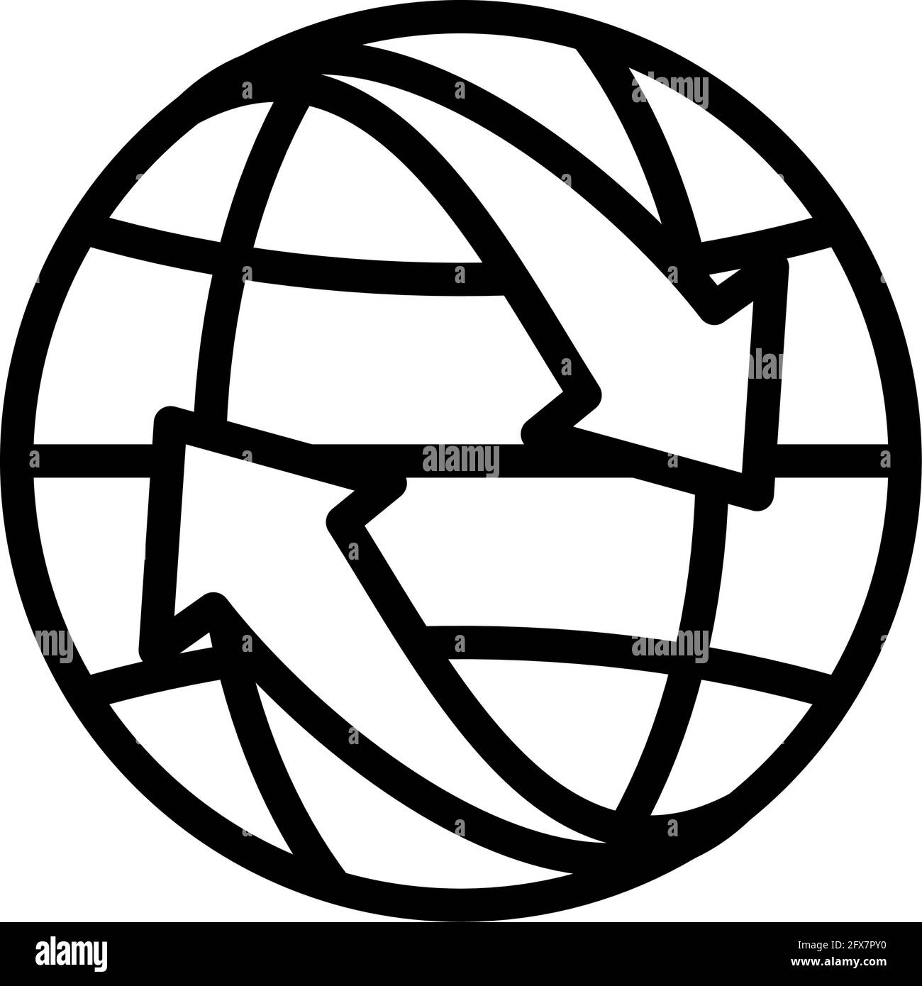 Icon Of Globe With Arrows. Editable Bold Outline Design. Vector ...