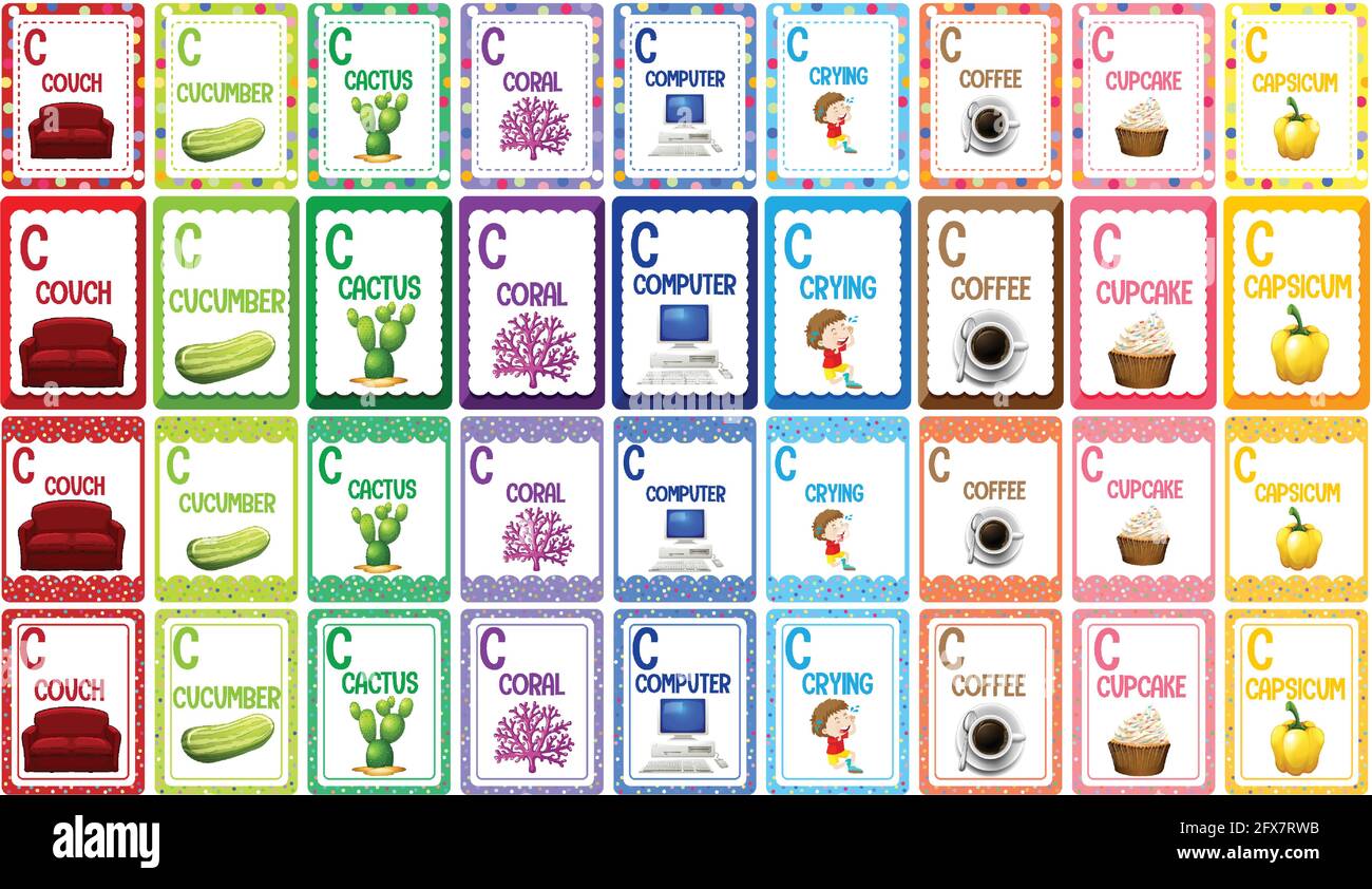 Letter C alphabet flashcard set illustration Stock Vector Image &amp; Art ...