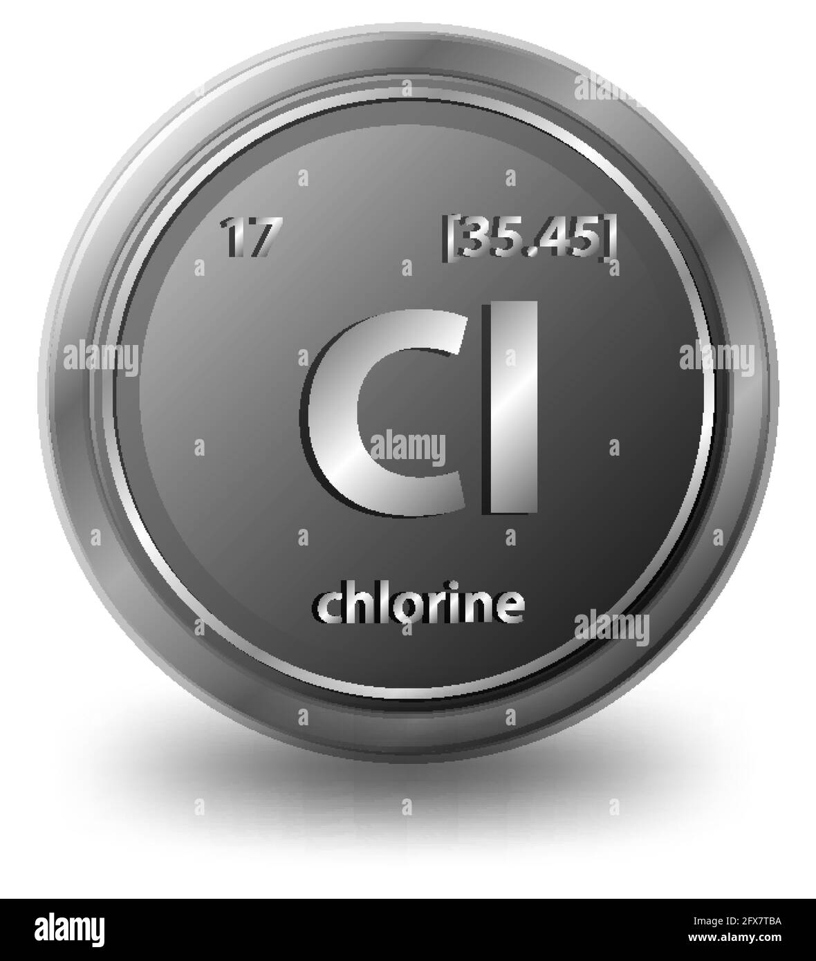 Chlorine chemical element. Chemical symbol with atomic number and