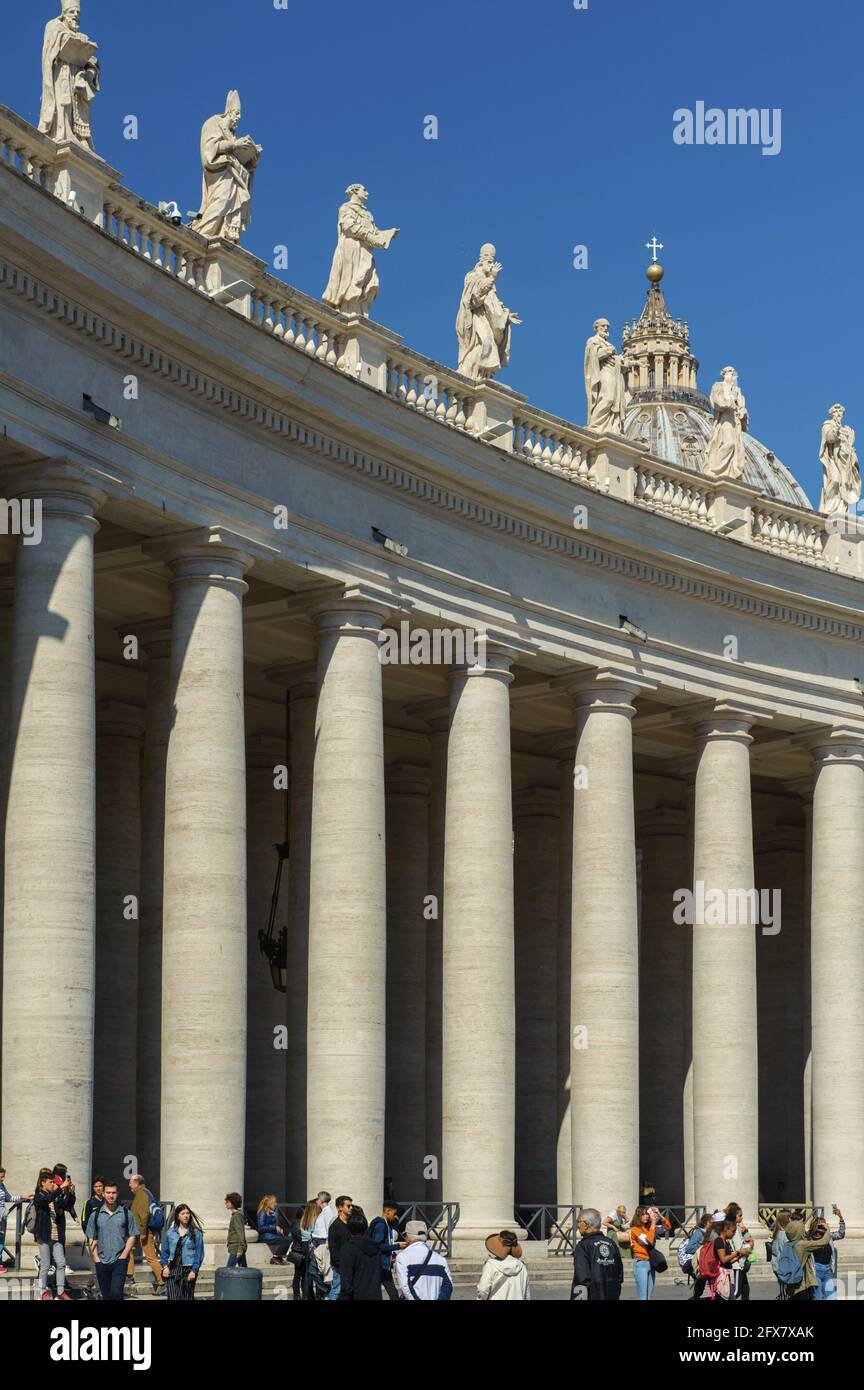 Bernini's Colonnade in Vatican St. Peter's Square Stock Photo