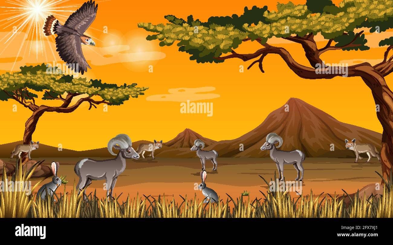 Wild desert landscape at daytime scene illustration Stock Vector Image ...