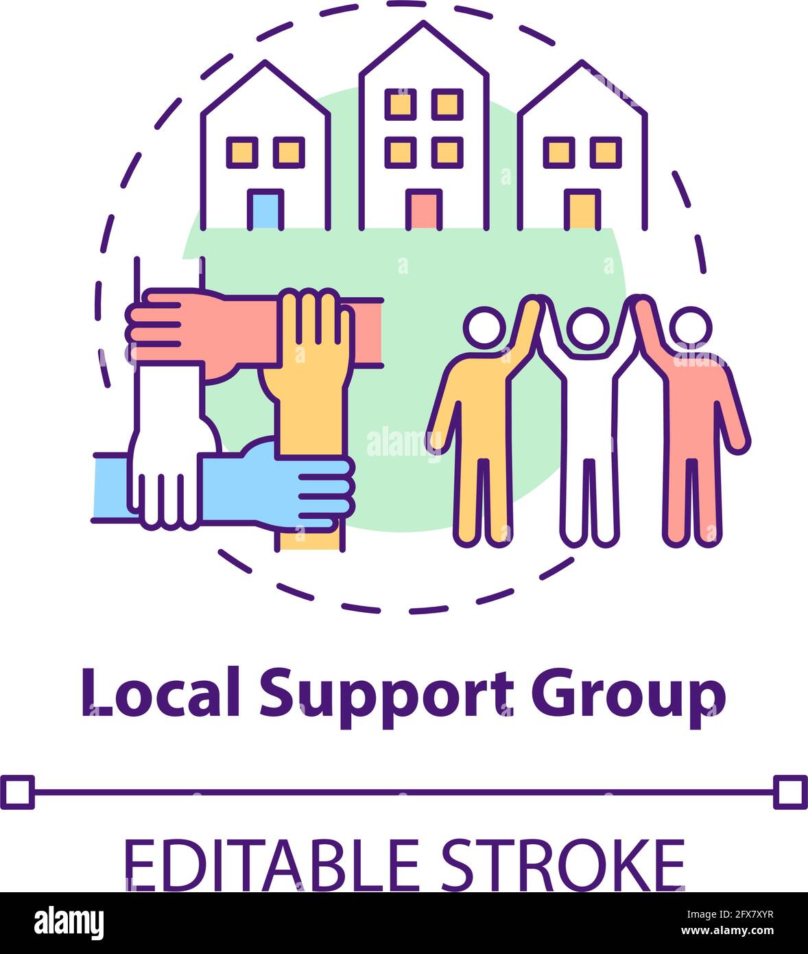 Local support group concept icon Stock Vector