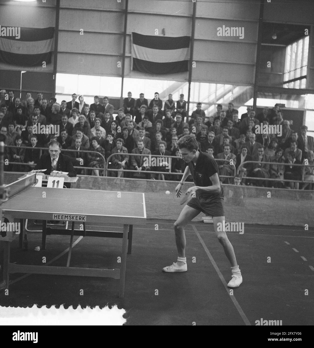 Table Tennis Championships in the Energiehal in Rotterdam. Bert Onnes in  action, April 9, 1961, CHAMPIONSHIP, TAFELTENNIS, The Netherlands, 20th  century press agency photo, news to remember, documentary, historic  photography 1945-1990, visual