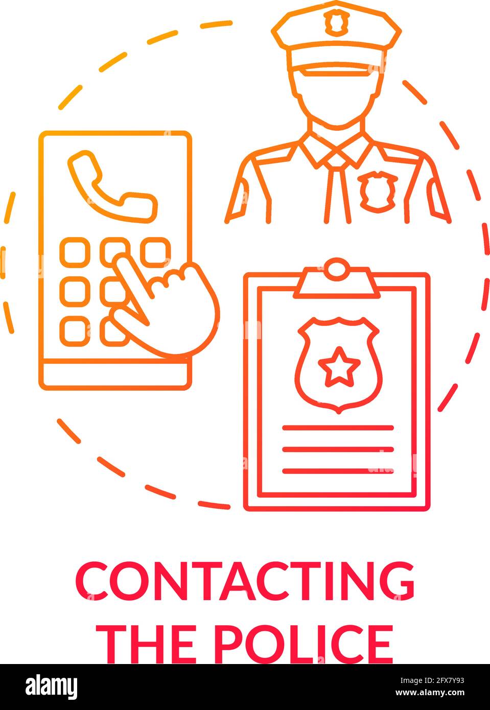 Contacting police concept icon Stock Vector