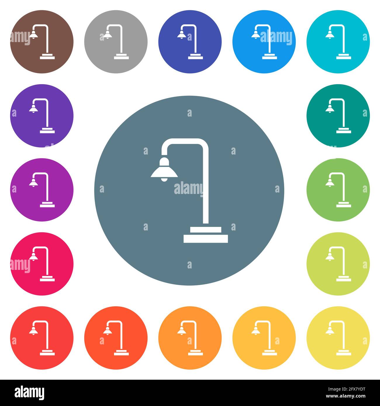 Street lamp flat white icons on round color backgrounds. 17 background ...