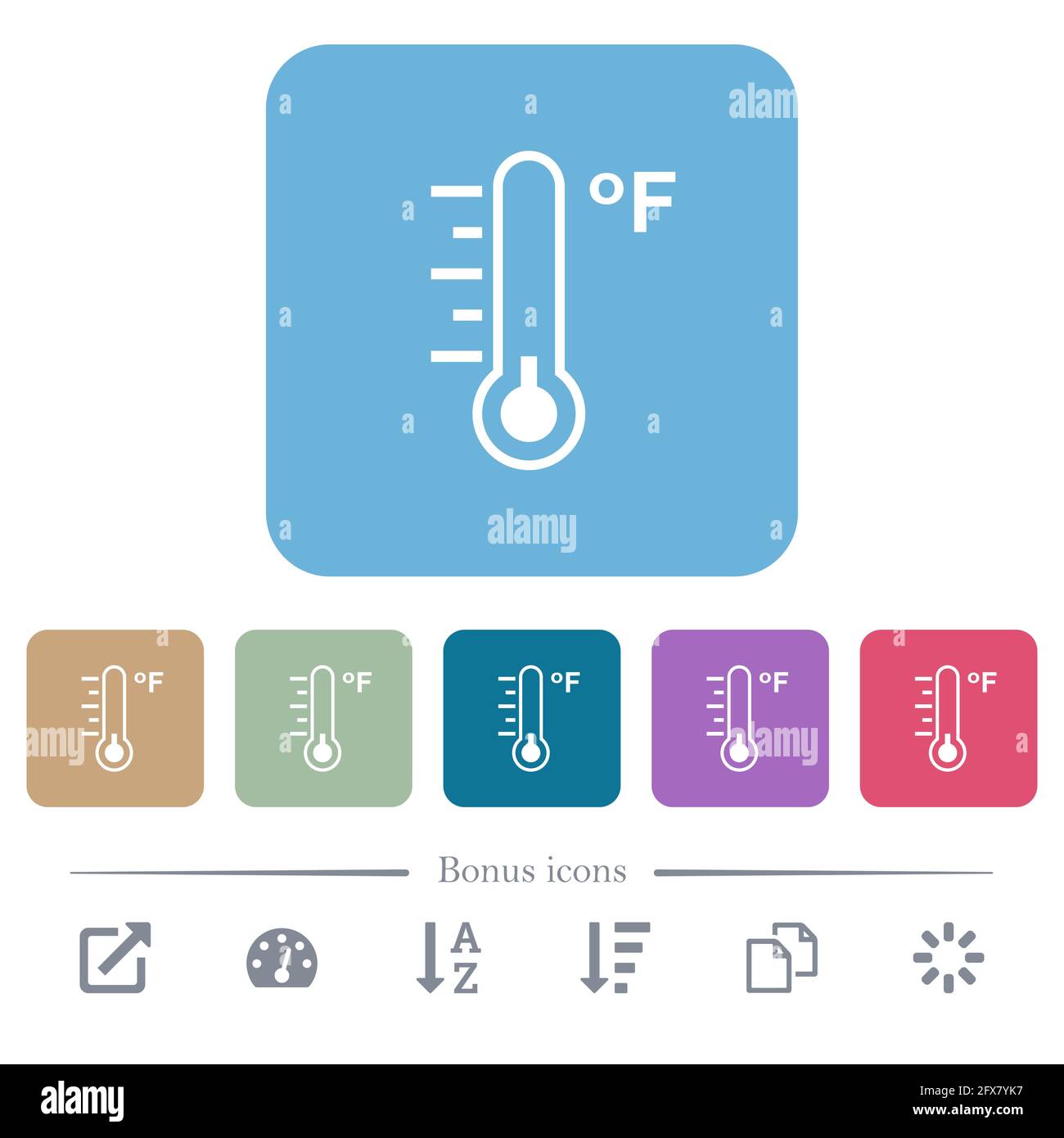 Fahrenheit thermometer cold temperature white flat icons on color ...