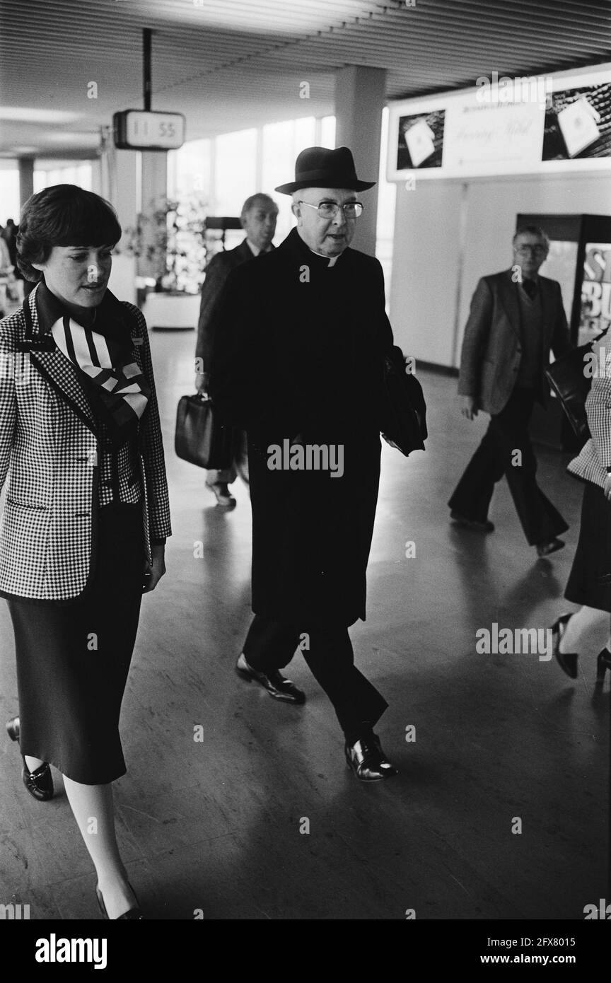 Arrival at Schiphol, November 10, 1979, arrivals and departures, cardinals, airports, The Netherlands, 20th century press agency photo, news to remember, documentary, historic photography 1945-1990, visual stories, human history of the Twentieth Century, capturing moments in time Stock Photo