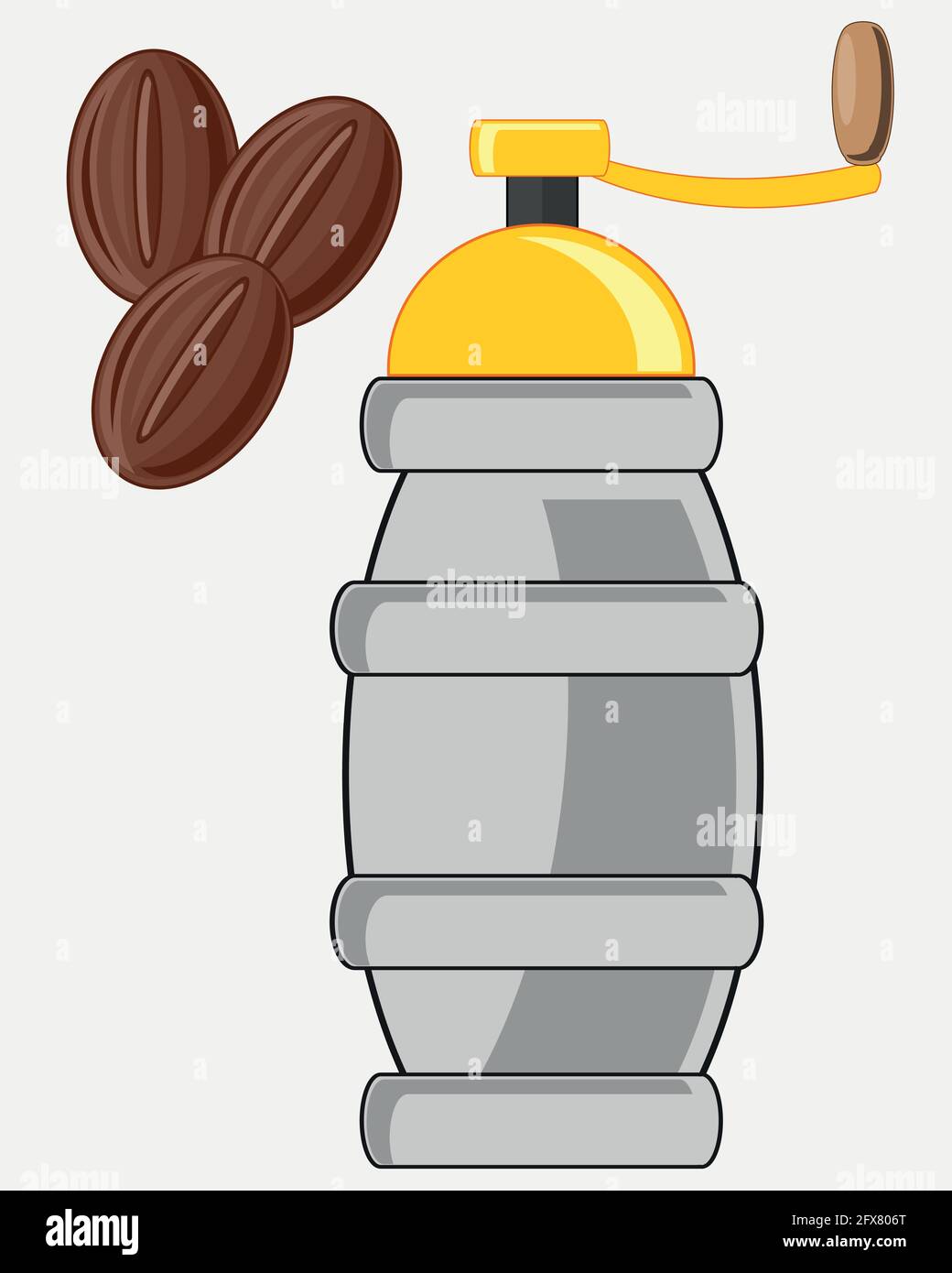 Vector illustration grain coffee and manual coffee grinder Stock Vector