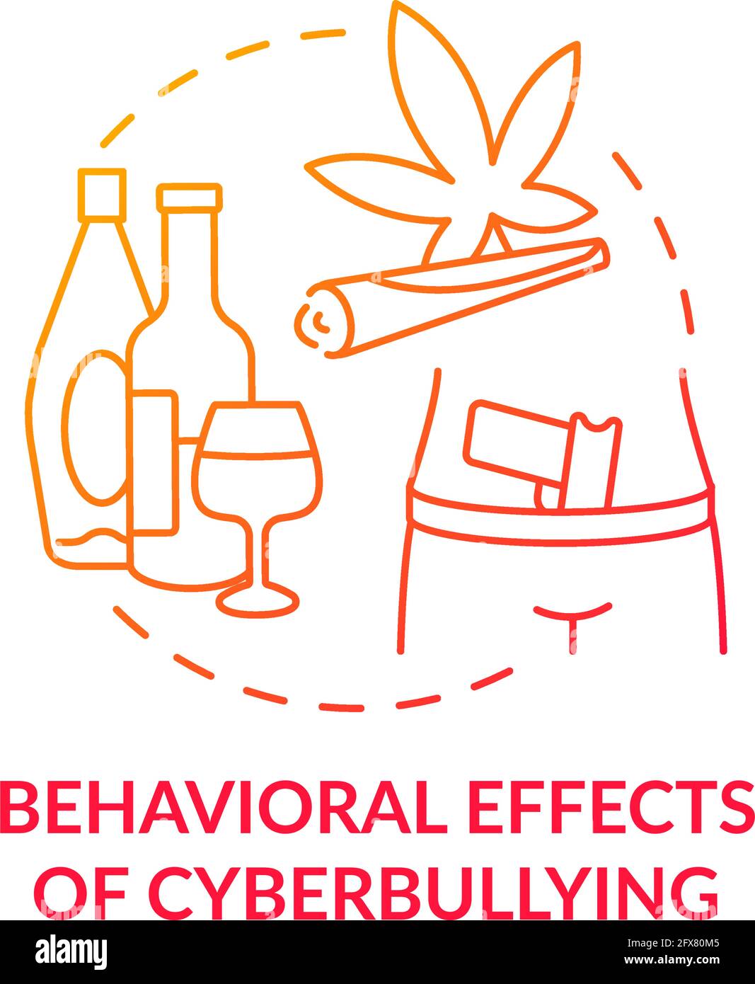 Behavioral cyberbullying effects concept icon Stock Vector