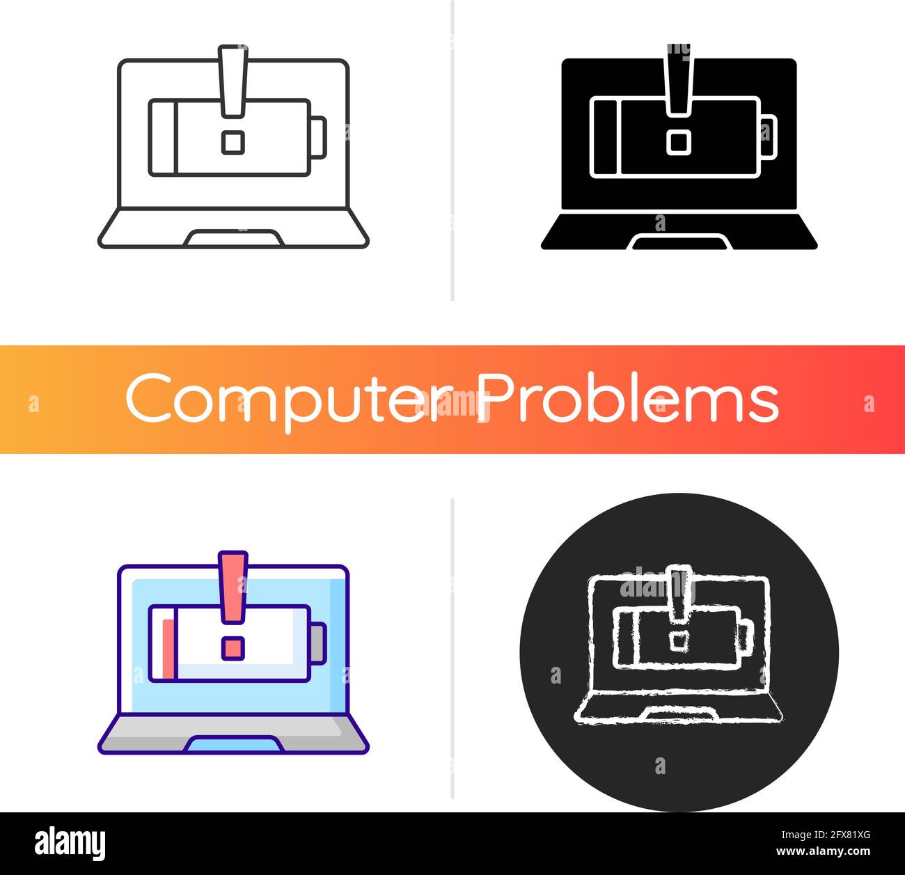 Computer does not charge icon Stock Vector
