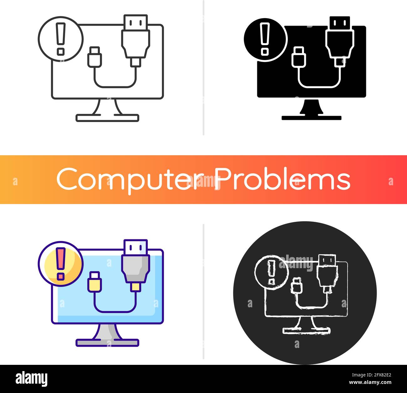 USB does not work icon Stock Vector