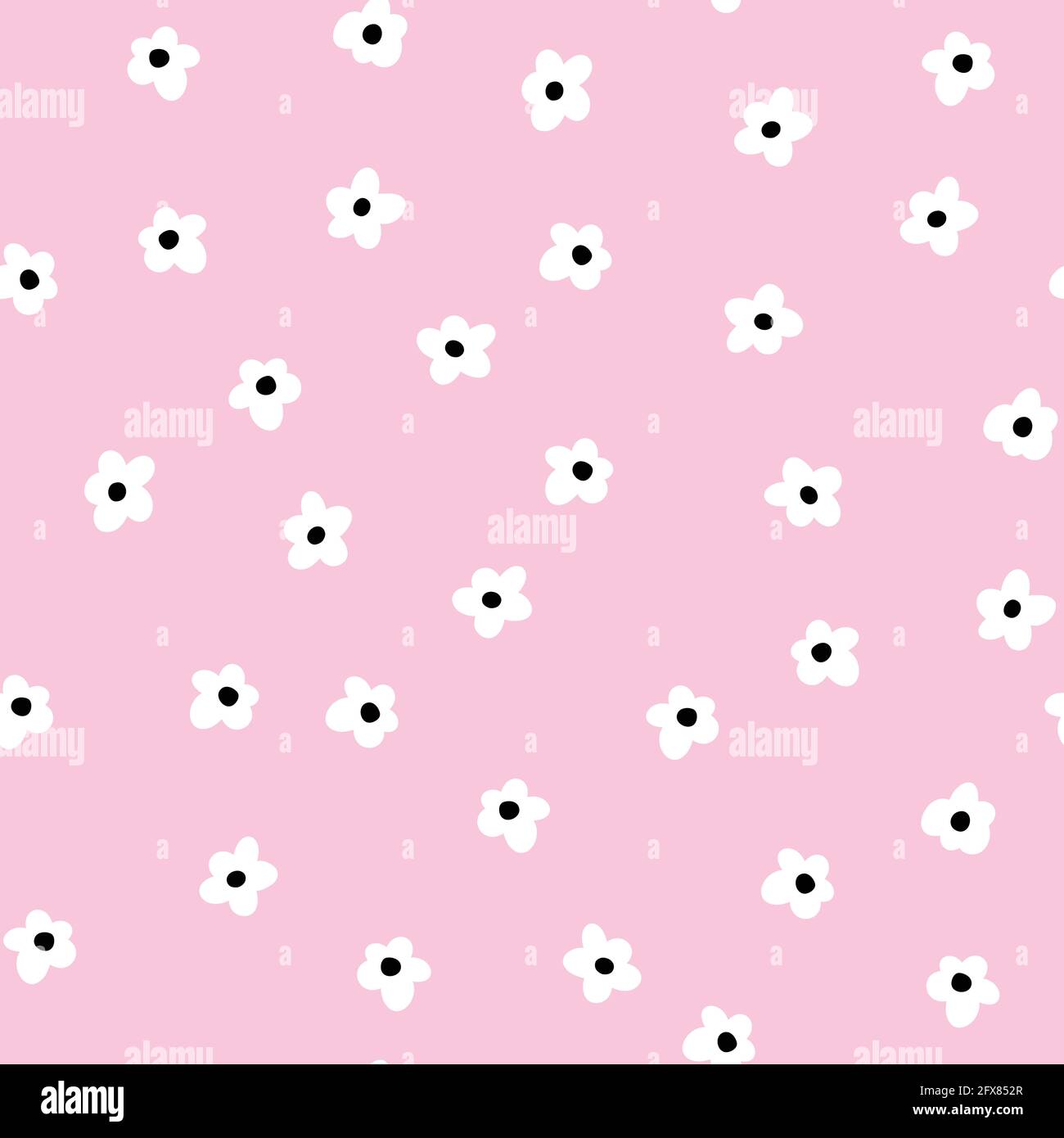 White ditsy flowers seamless vector background pink. Floral repeating ...