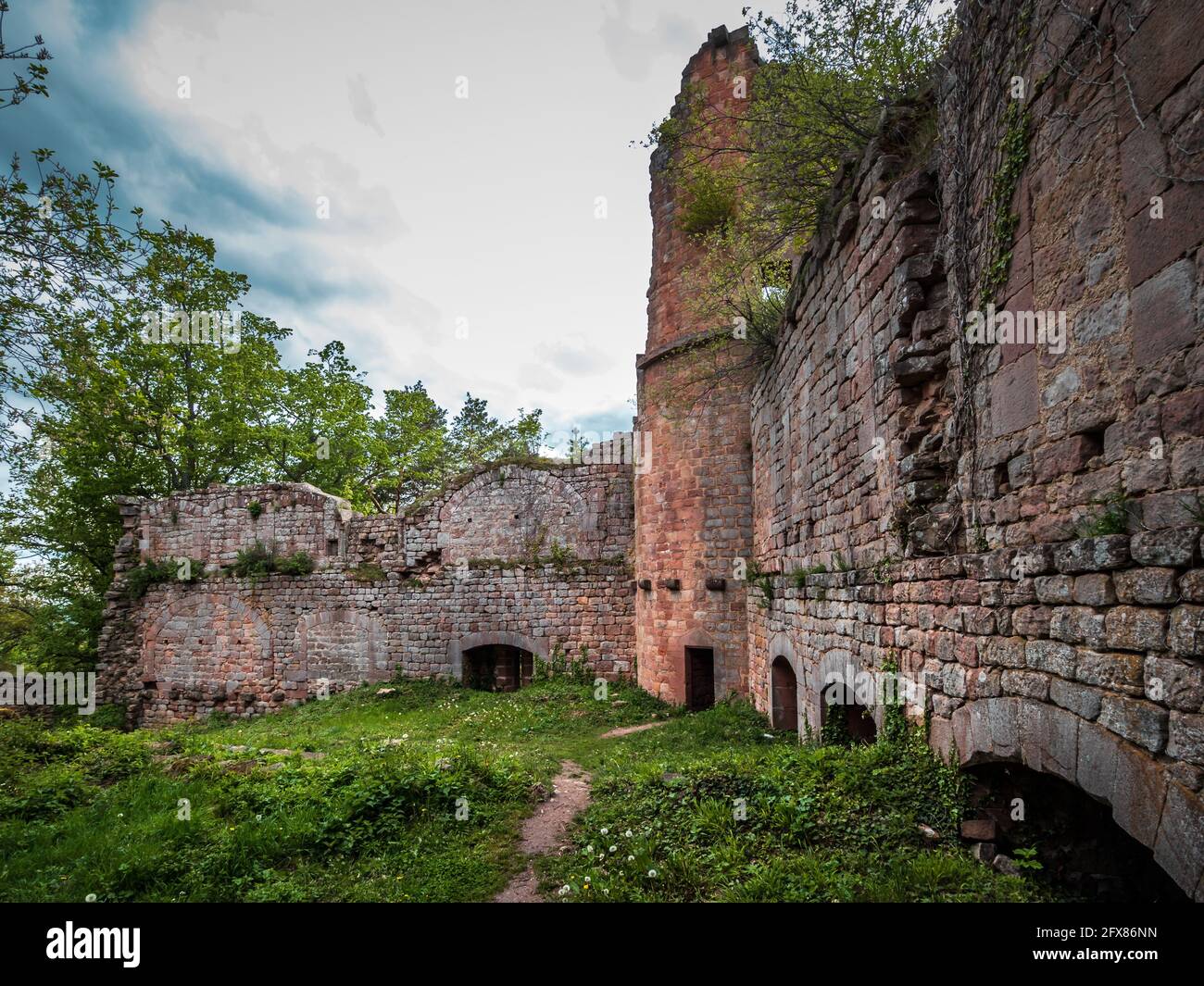 Medieval Castle Landsberg in Vosges, Alsace. Ancient ruins in the mountains. France. Stock Photo