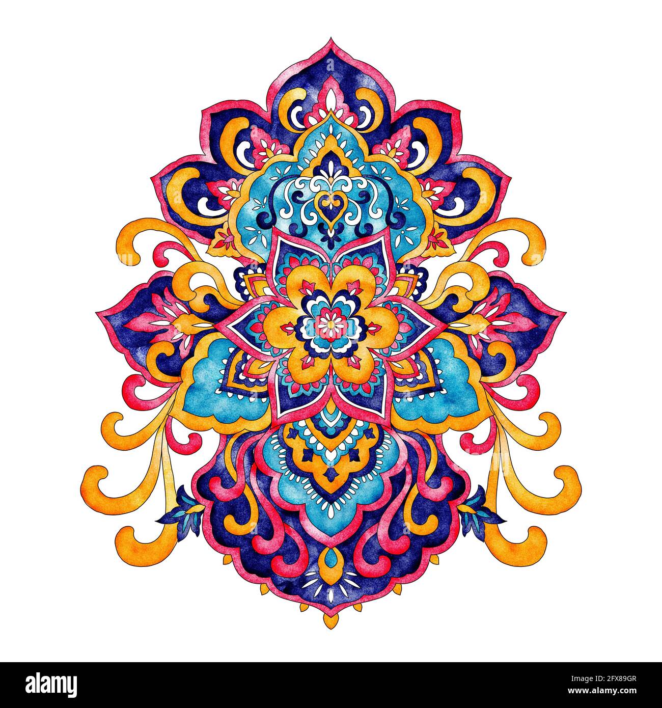 Mandala flower, watercolor ethnic design element Stock Photo Alamy