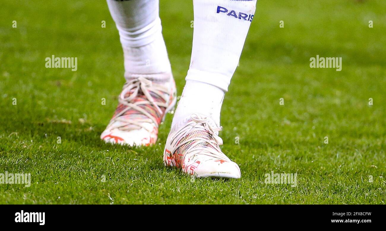 Puma Future Z boots of Neymar Jr of PSG during the French championship Ligue  1 football match between Stade Brestois 29 and Paris Saint-Germain (PSG) on  May 23, 2021 at Stade Francis