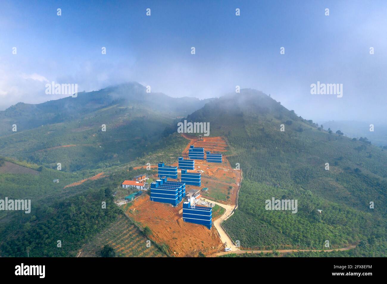 Dai Lao Commune, Bao Loc City, Dong Nai Province, Vietnam - April 17, 2021: Bird nest farming complex in Dai Lao Commune, Bao Loc City, Dong Nai Provi Stock Photo