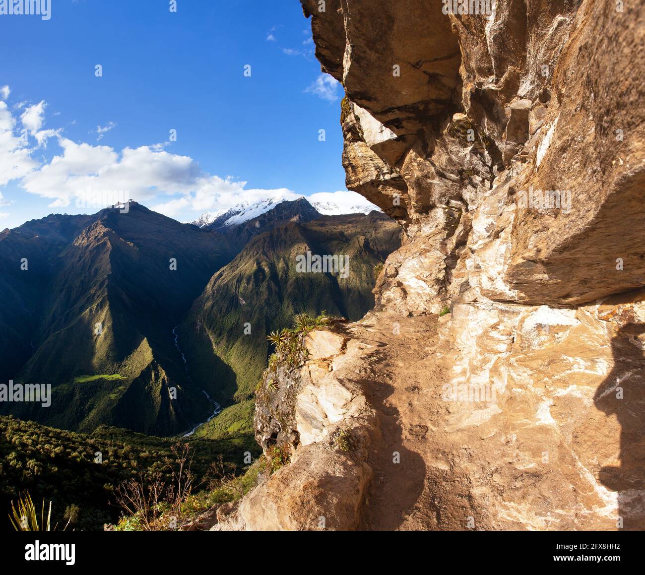 pathway and rock face, Mount Saksarayuq, Andes mountains, Choquequirao ...