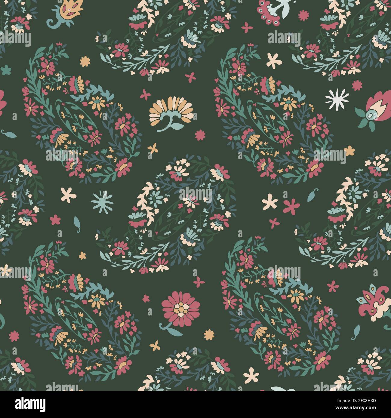 Floral seamless pattern with blooming flowers Stock Vector