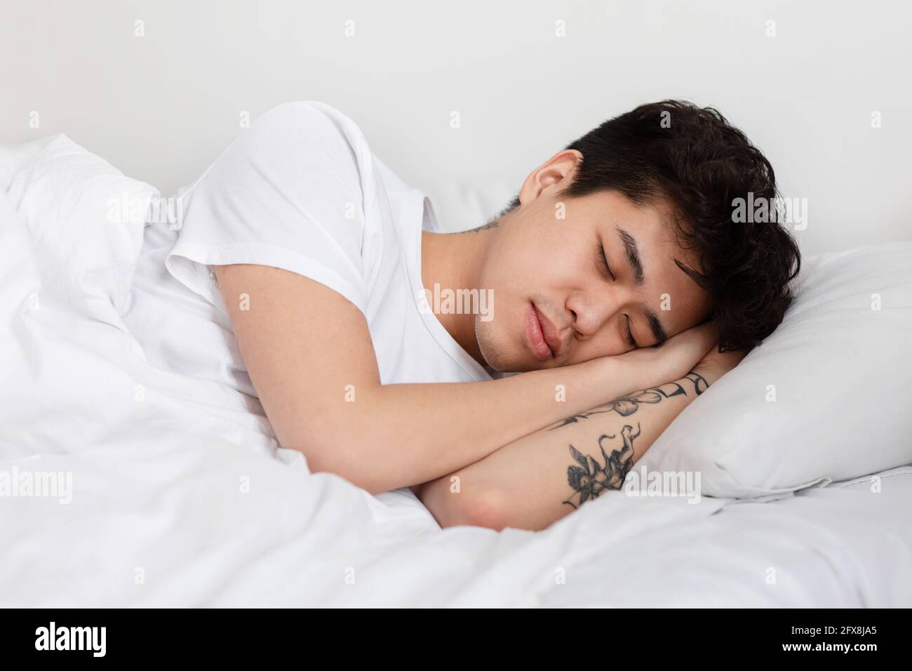 Weekend, free time, rest and relaxation at home. Good morning during covid-19 outbreak, self-isolation Stock Photo