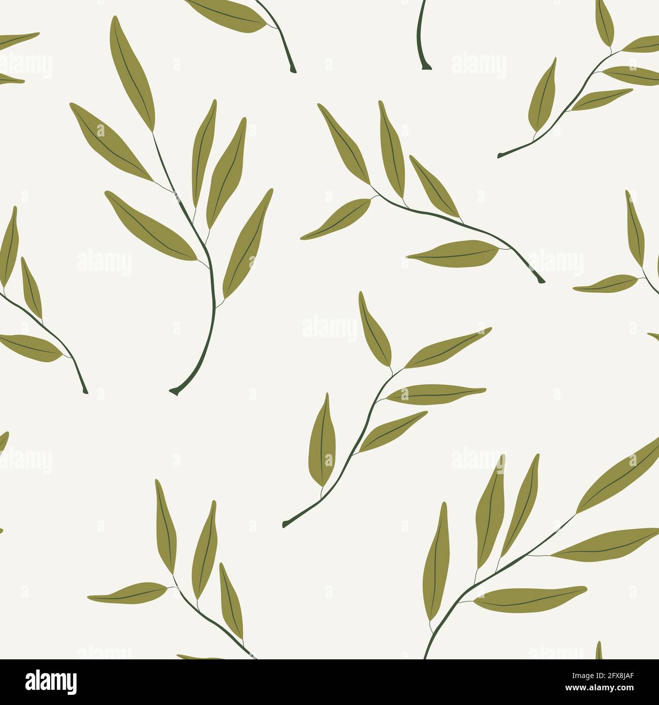 Seamless pattern with olives branches. Simple minimalistic wallpaper pattern with nature element. Seamless pattern with botanical element. Stock Vector